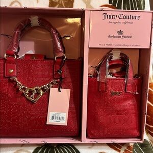 Juicy Couture Vibrant Red Handbag Or Crossbody Duo